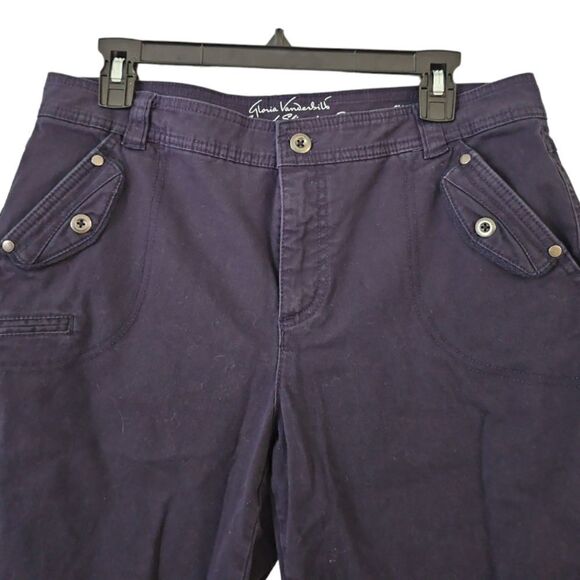 Gloria Vanderbilt All Around Slimming Effect Cargo Capri Pants Navy Blue Sz 10P - Picture 5 of 12